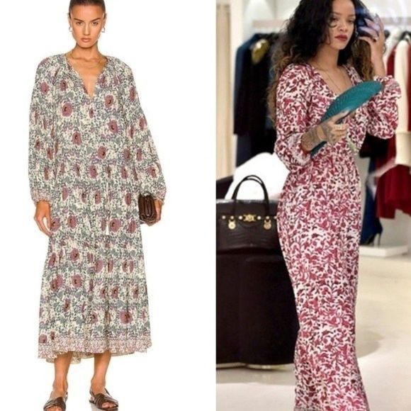 Natalie Martin x GOOP Fiore Silk Vintage Flowers Midi Dress worn by Rihanna - Picture 1 of 16